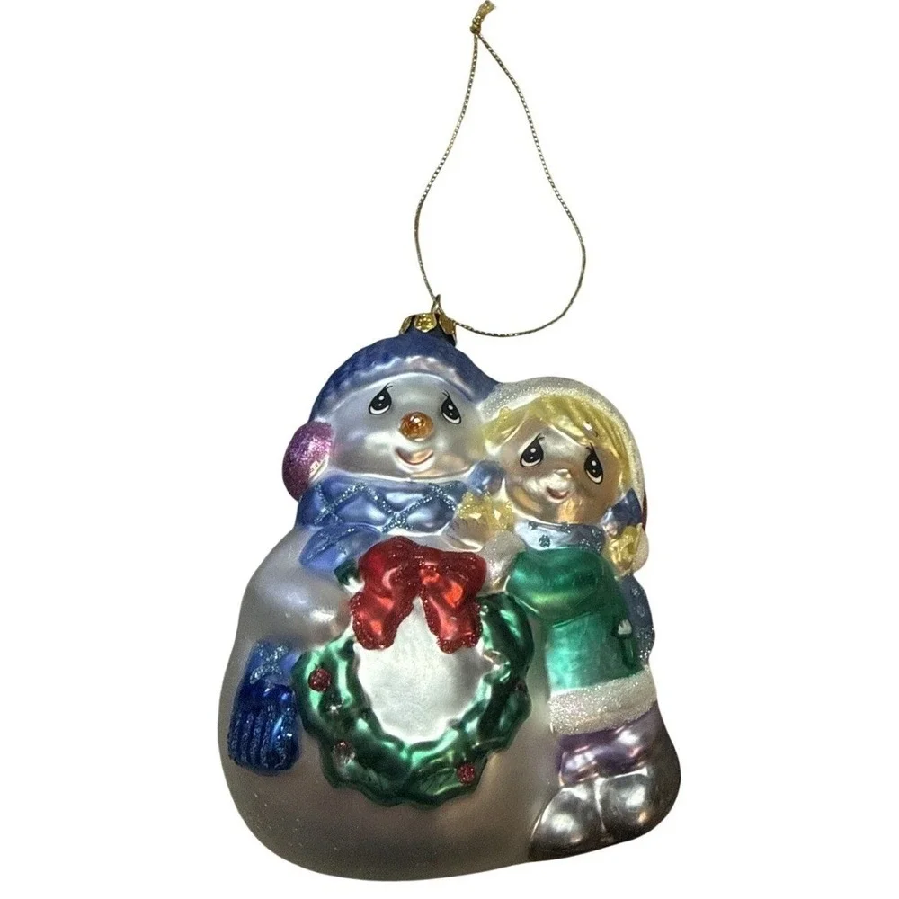Precious Moments Glass Ornament Girl‎ With Snowman 712018 Vintage 2006 4.5